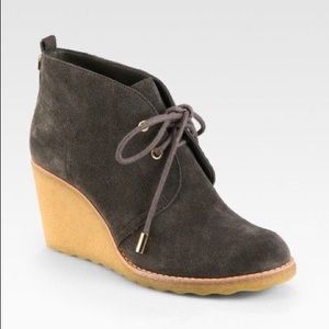 Tory Burch | Vikki Green Suede Leather Wedge Boots